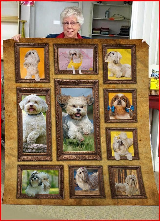 3D Shih Tzu dog CLA0411059F Sherpa Fleece Blanket