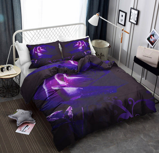3D Black Purple Rose CLA22100476B Duvet Cover Bedding Sets
