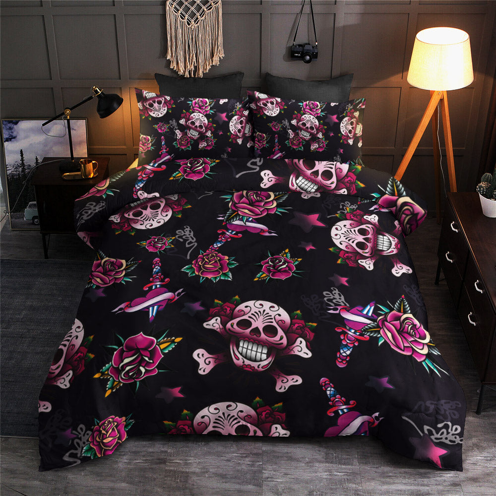 3D Pink Rose Skull CLM0110006B Bedding Sets