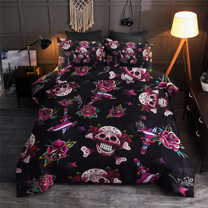 3D Pink Rose Skull CLM0110006B Bedding Sets