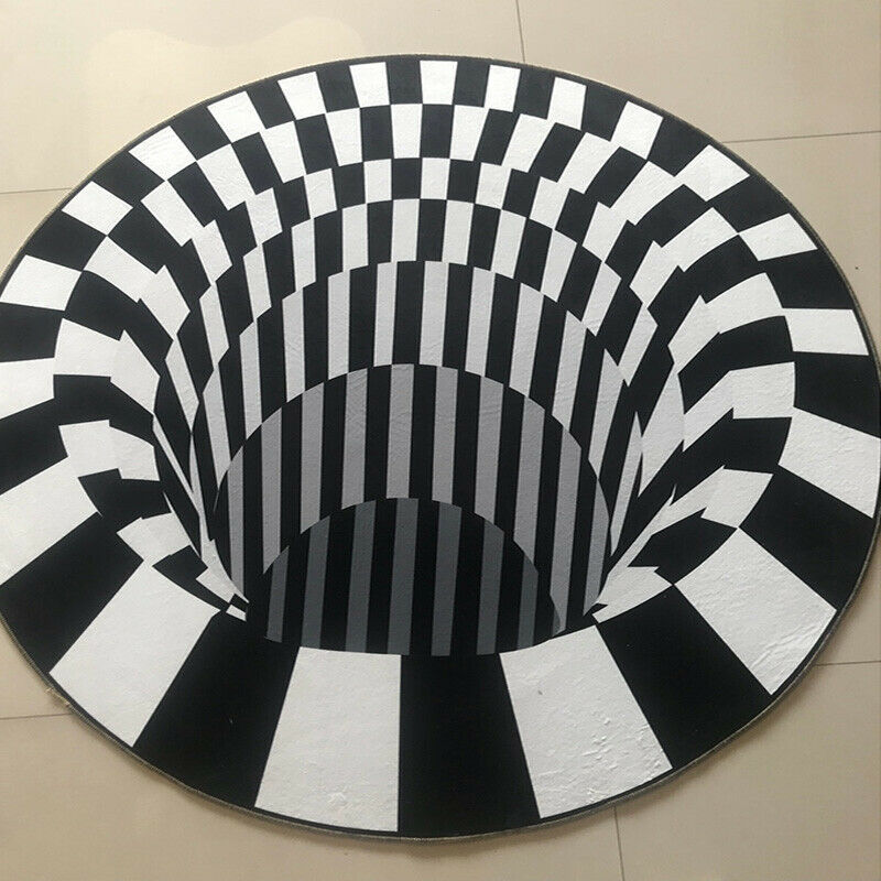 3D Swirl Print Optical CLM051001TM Round Area Rug