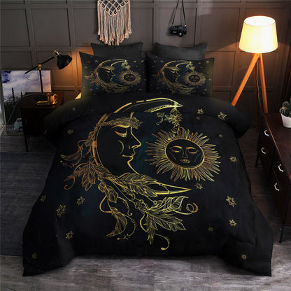 3 Pieces Dark Blue Gold Moon Sun Sheet CLA22100540B Bedding Sets