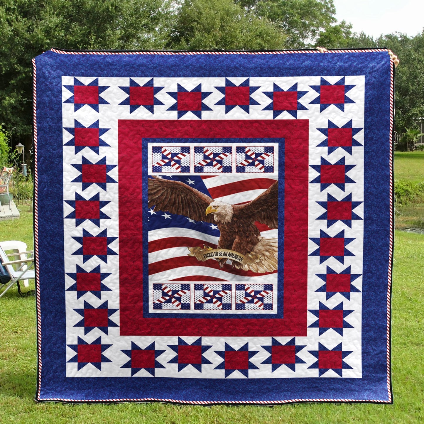 Eagle Patriotic Quilt Blanket HN070603M