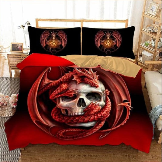 3d Skull And Dragon Red CLA1210035B Bedding Sets