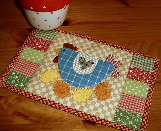 Chicken CLA04122341 Quilted Placemats