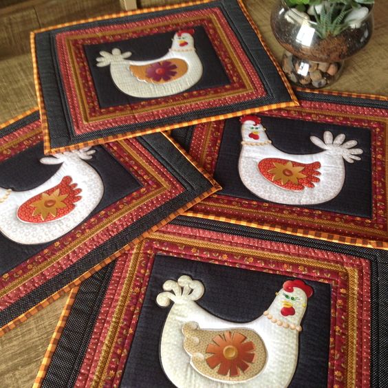 Chicken CLA060123082 Quilted Placemats