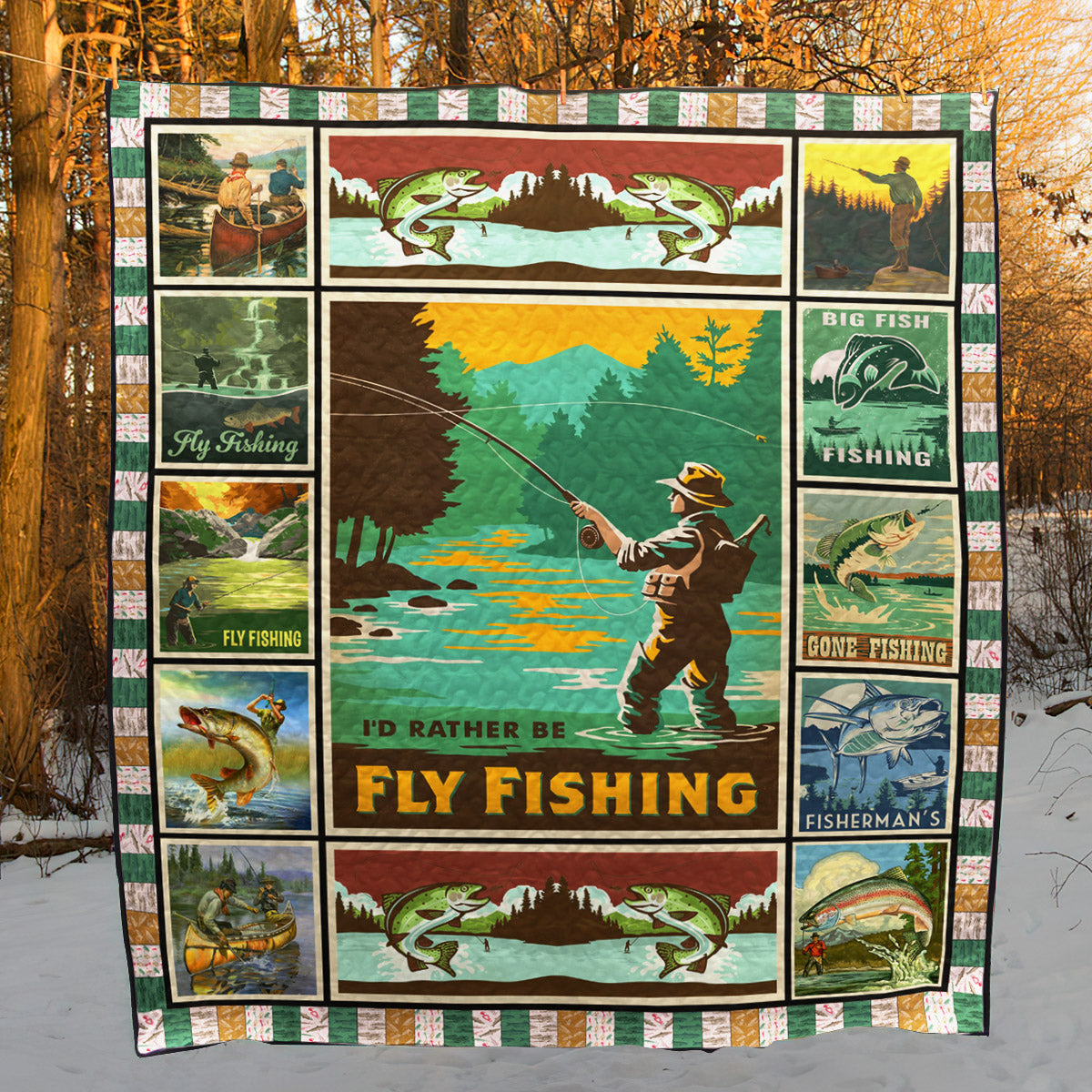 Fishing HM210518 Quilt Blanket