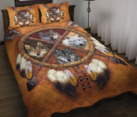 4 Wolves Dreamcatcher Quilt Bedding Set HM100902M