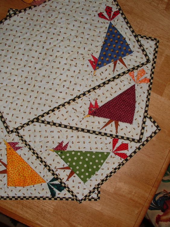 Chicken CLA04122342 Quilted Placemats