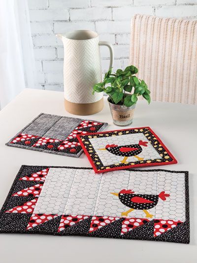 Chicken CLA04122343 Quilted Placemats