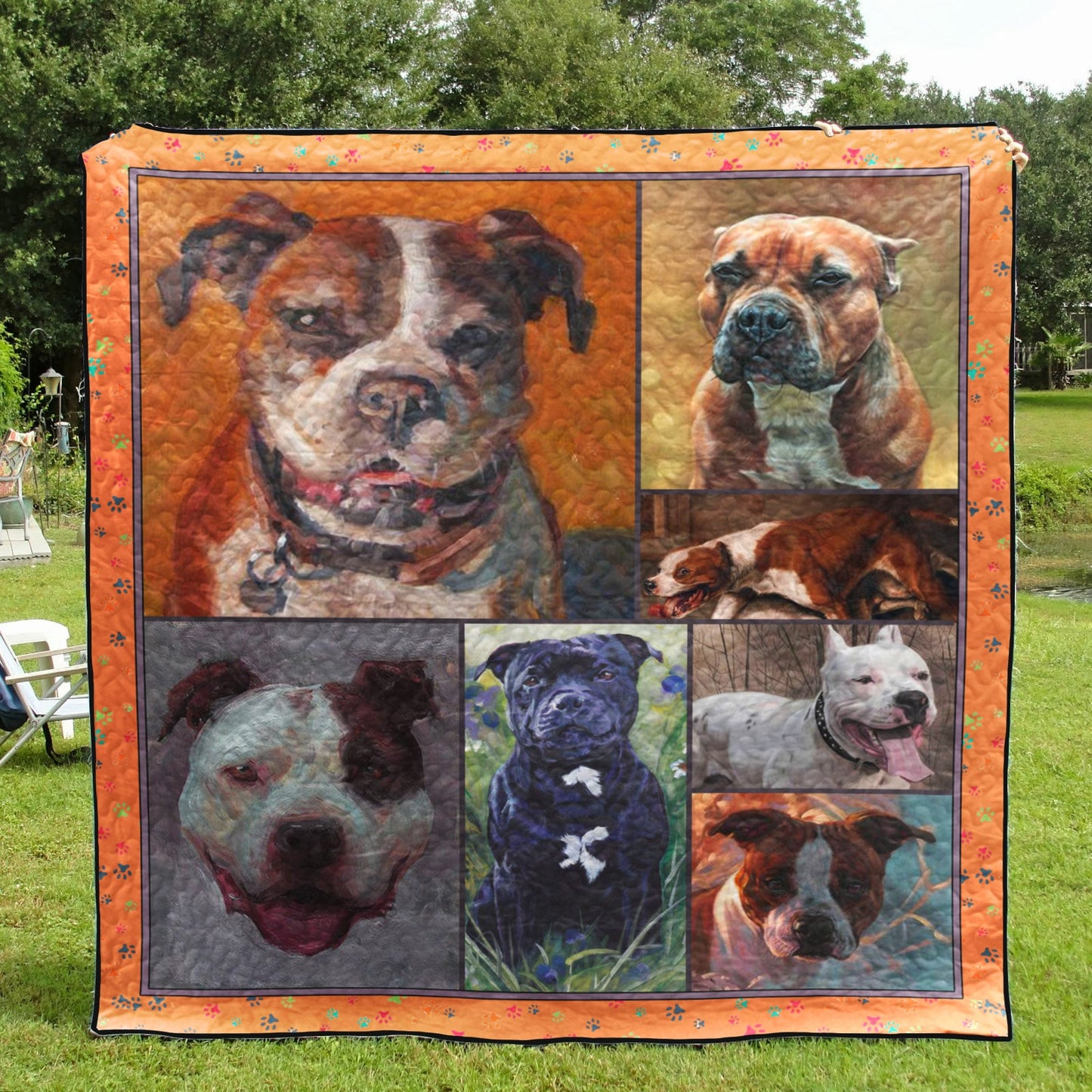 American Staffordshire Terrier Dog D8010 Quilt Blanket