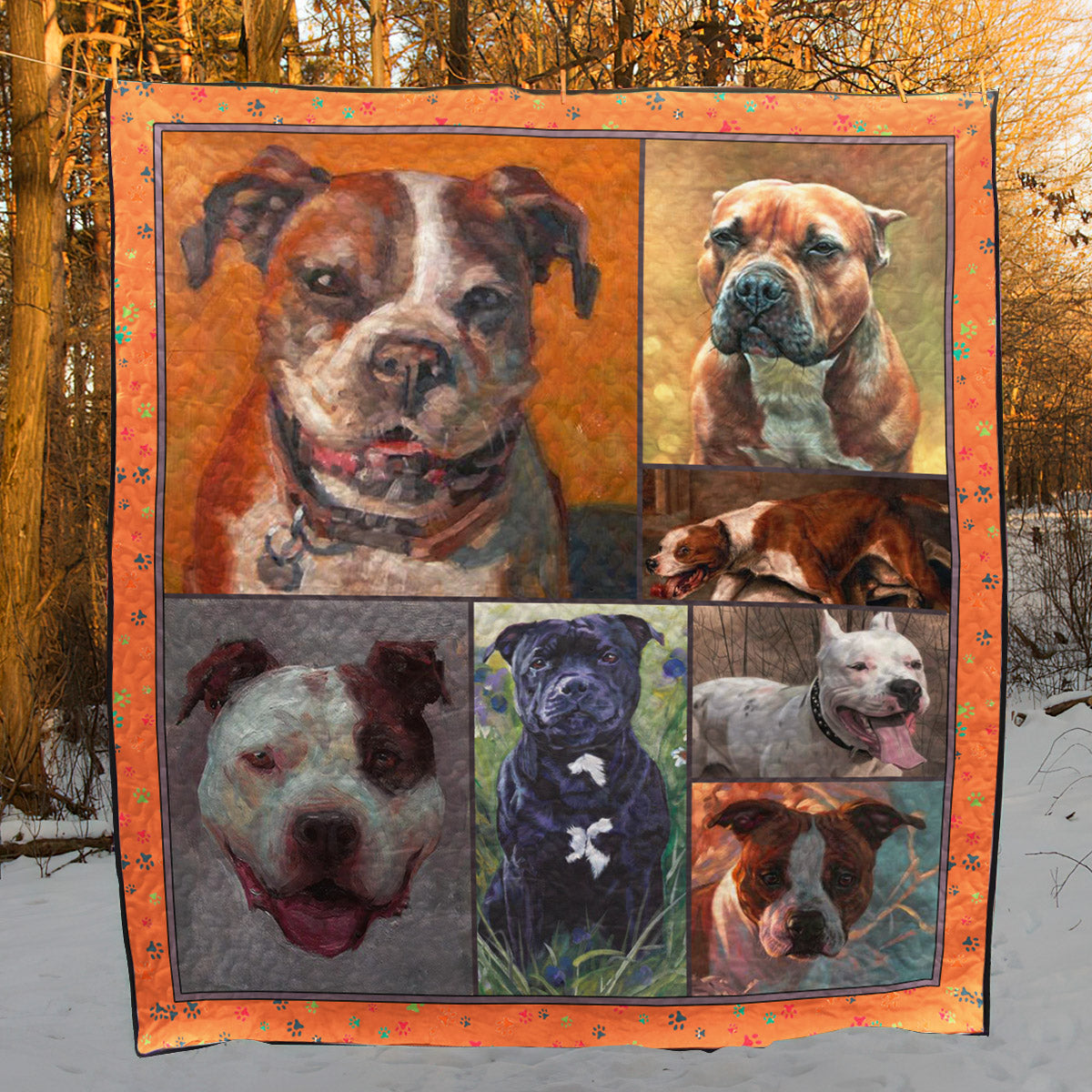 American Staffordshire Terrier Dog D8010 Quilt Blanket