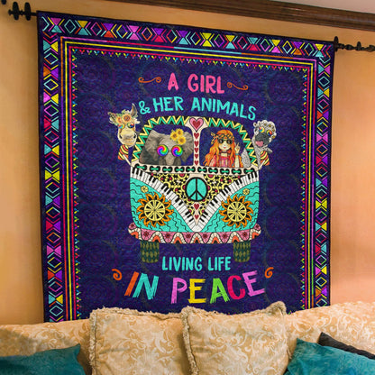 A Girl And Her Animal Living Life In Peace Art Quilt TL060701Y