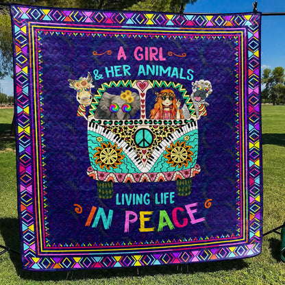 A Girl And Her Animal Living Life In Peace Art Quilt TL060701Y