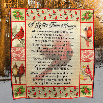 A Letter From Heaven Cardinal CL01110010MDQ Quilt Blanket