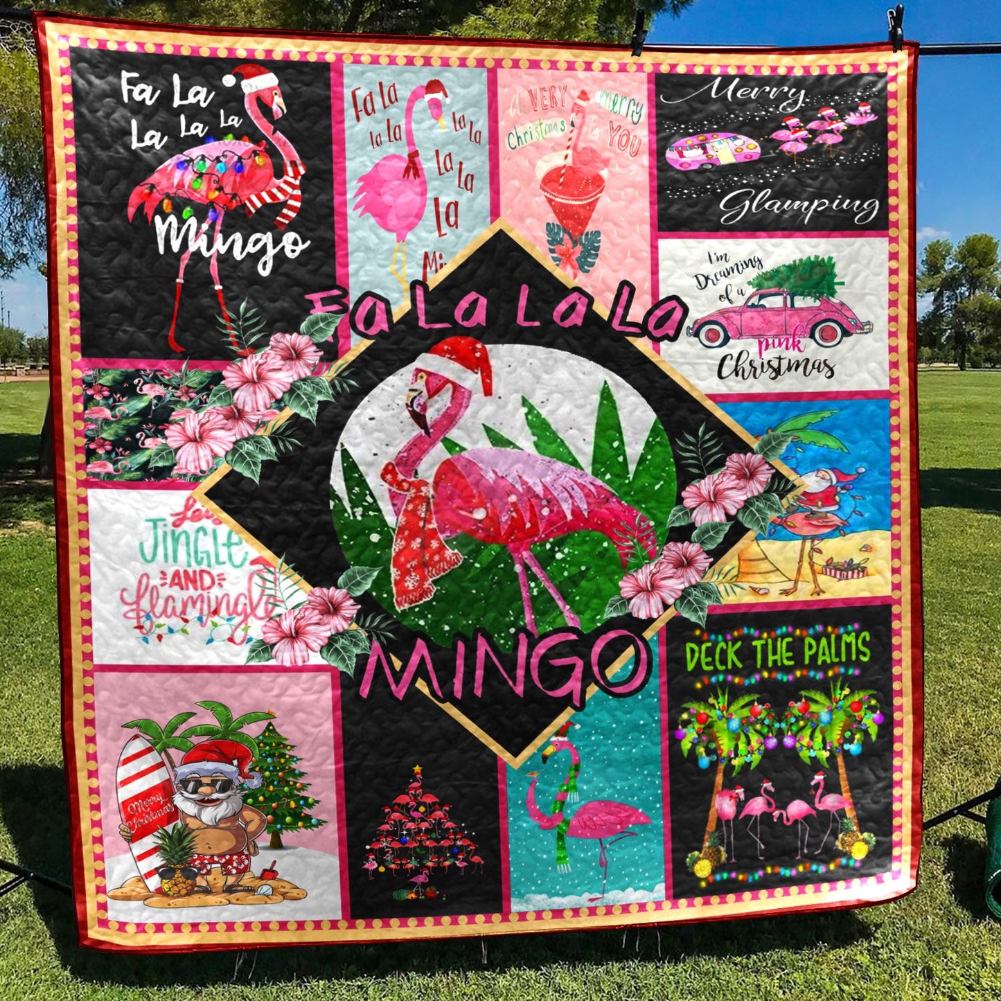 A Very Pink Christmas CLA0412817Q Quilt Blanket