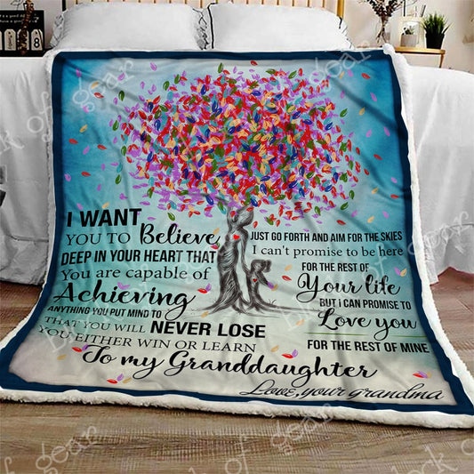 A Gift For My Beloved Granddaughter CL300903MDF Sherpa Fleece Blanket