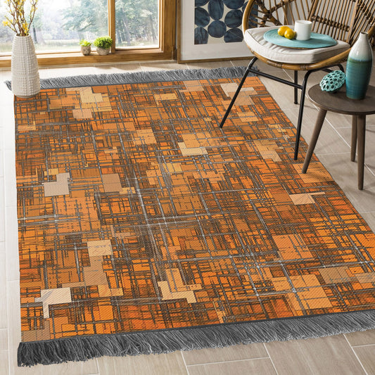 Abstract Geometric Orange DD2210003O Decorative Floor-cloth