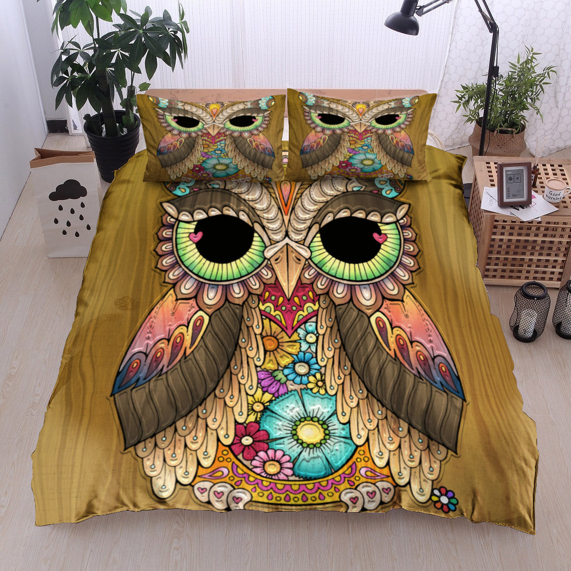 Abstract Green Eye Owl HN0611003B Bedding Sets