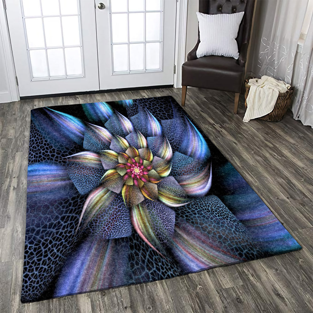 Abstract Purple Glow Flower HN0711236R Rug