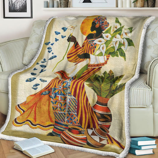 African Lady ND151001 Sherpa Fleece Blanket