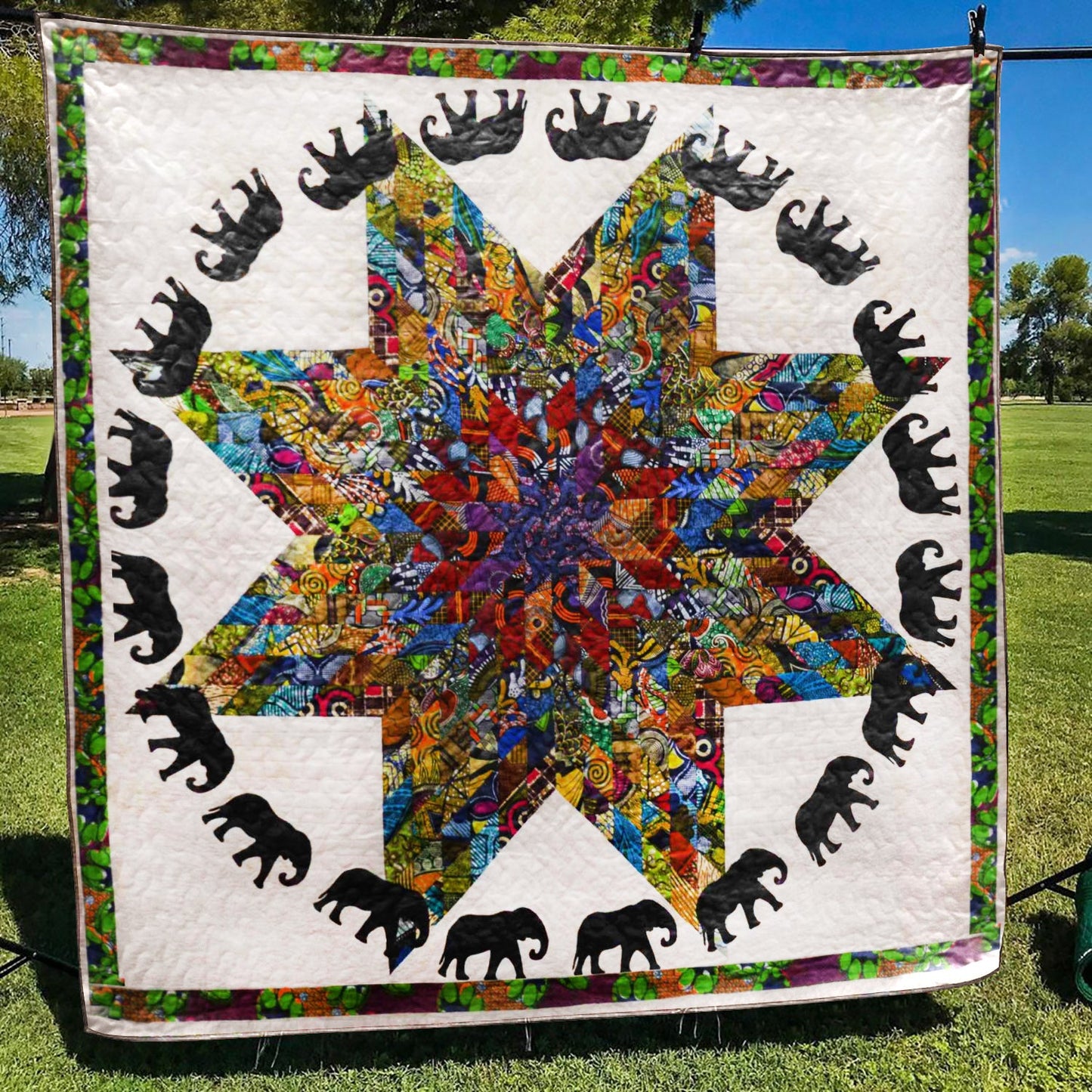 African Elephant CLA2211031Q Quilt Blanket