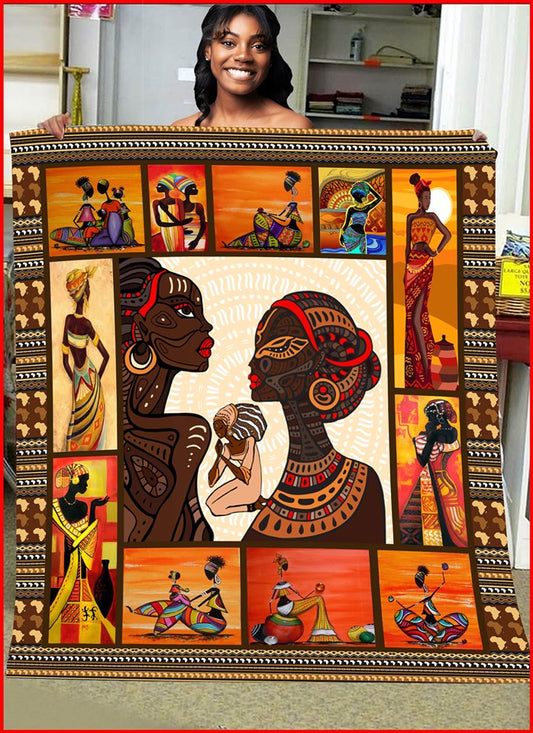 African Woman Sherpa Fleece Blanket MN261005