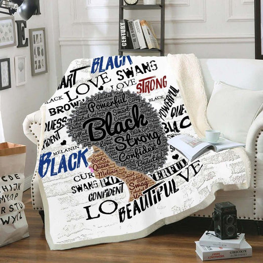 Afro Black Strong CLM2812002S Sherpa Fleece Blanket