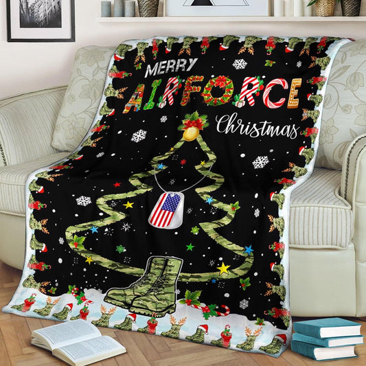 Airforce Christmas CL240801MD Sherpa Fleece Blanket