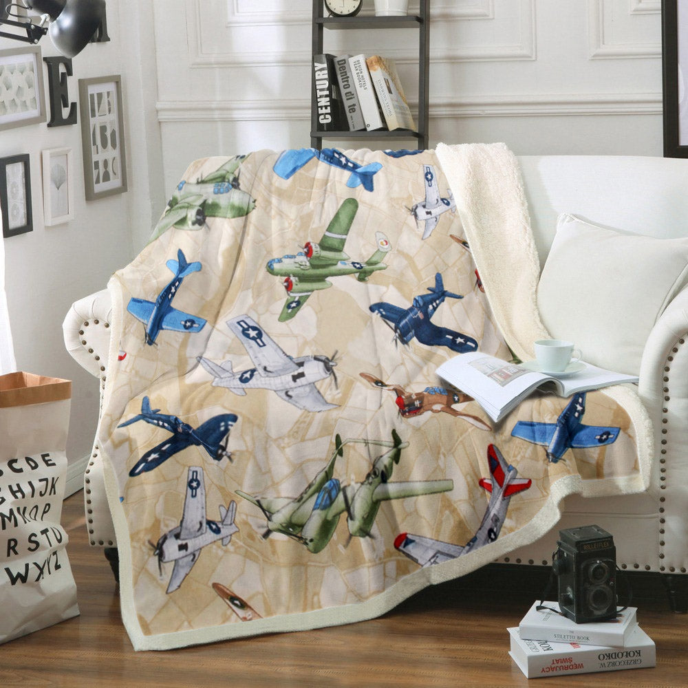 Airplane CG0709002TM Sherpa Fleece Blanket