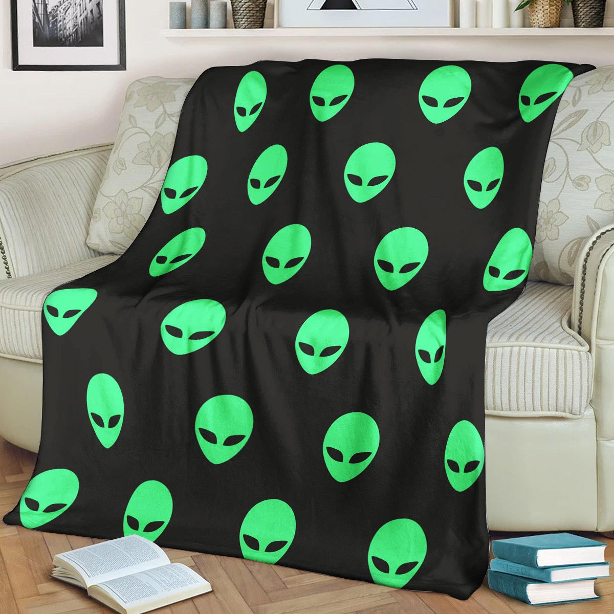 Alien Green Neon Pattern CLA15100092F Sherpa Fleece Blanket