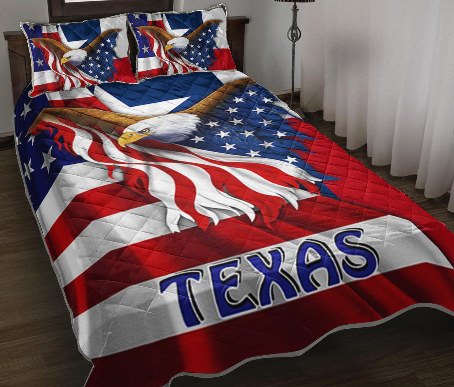 America Flag Eagle Texas Quilt Bedding Set TL240901