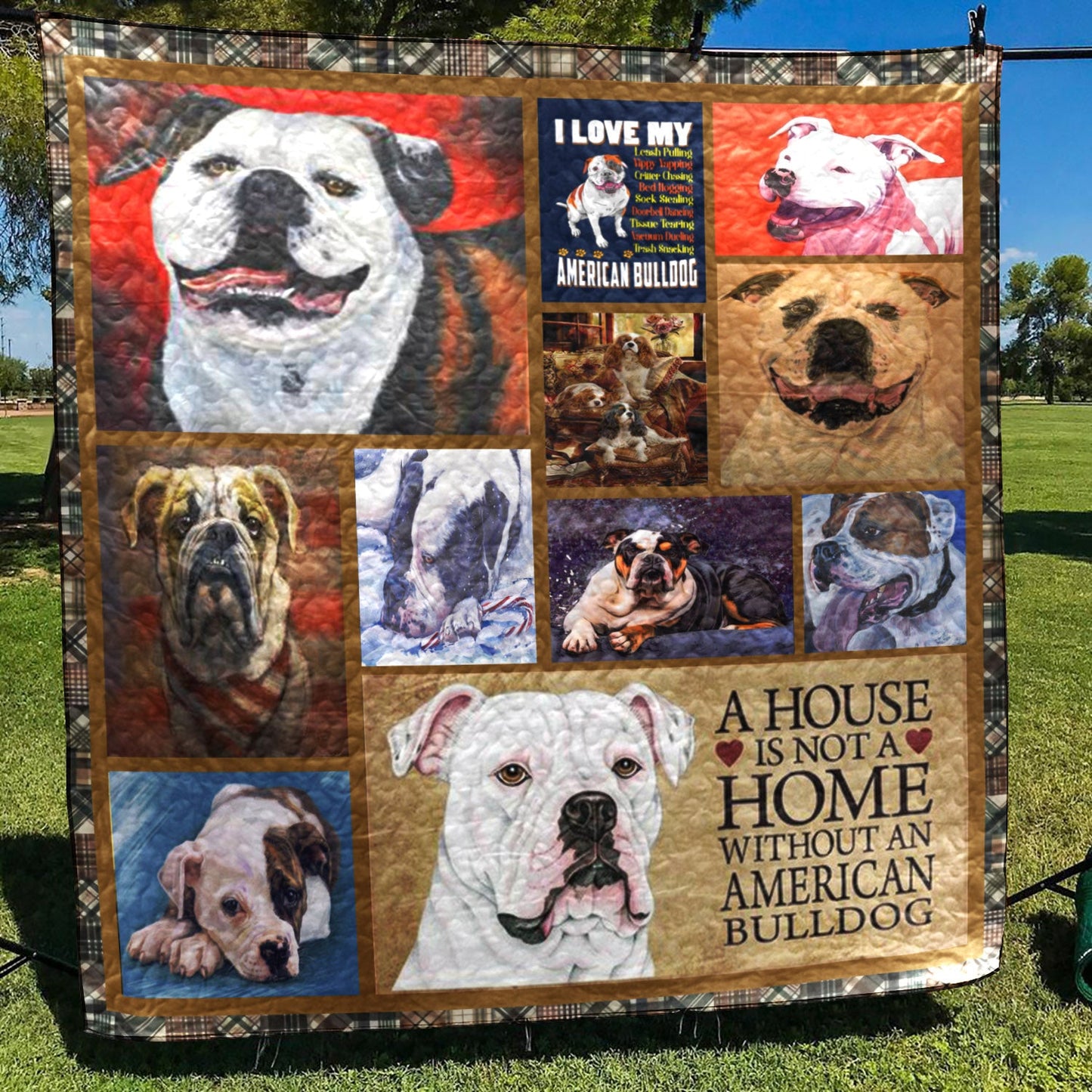 American Bulldog CL10100013MDQ Quilt Blanket