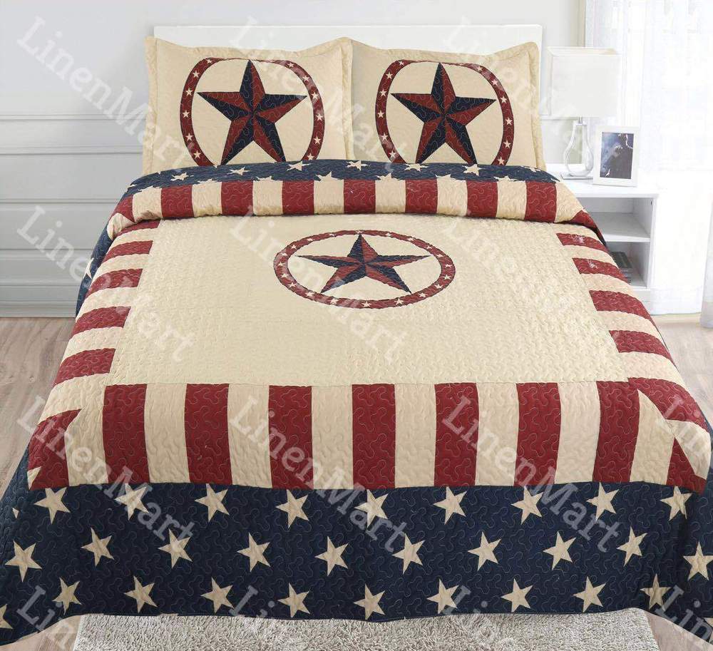 American Flag Western Star CLM2210009B Quilt Bedding Set