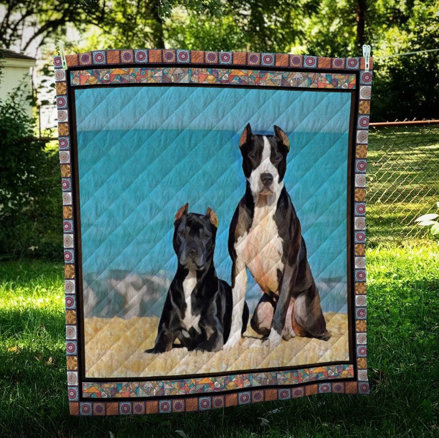 American Pitbull Terrier Beach CL10100015MDQ Quilt Blanket