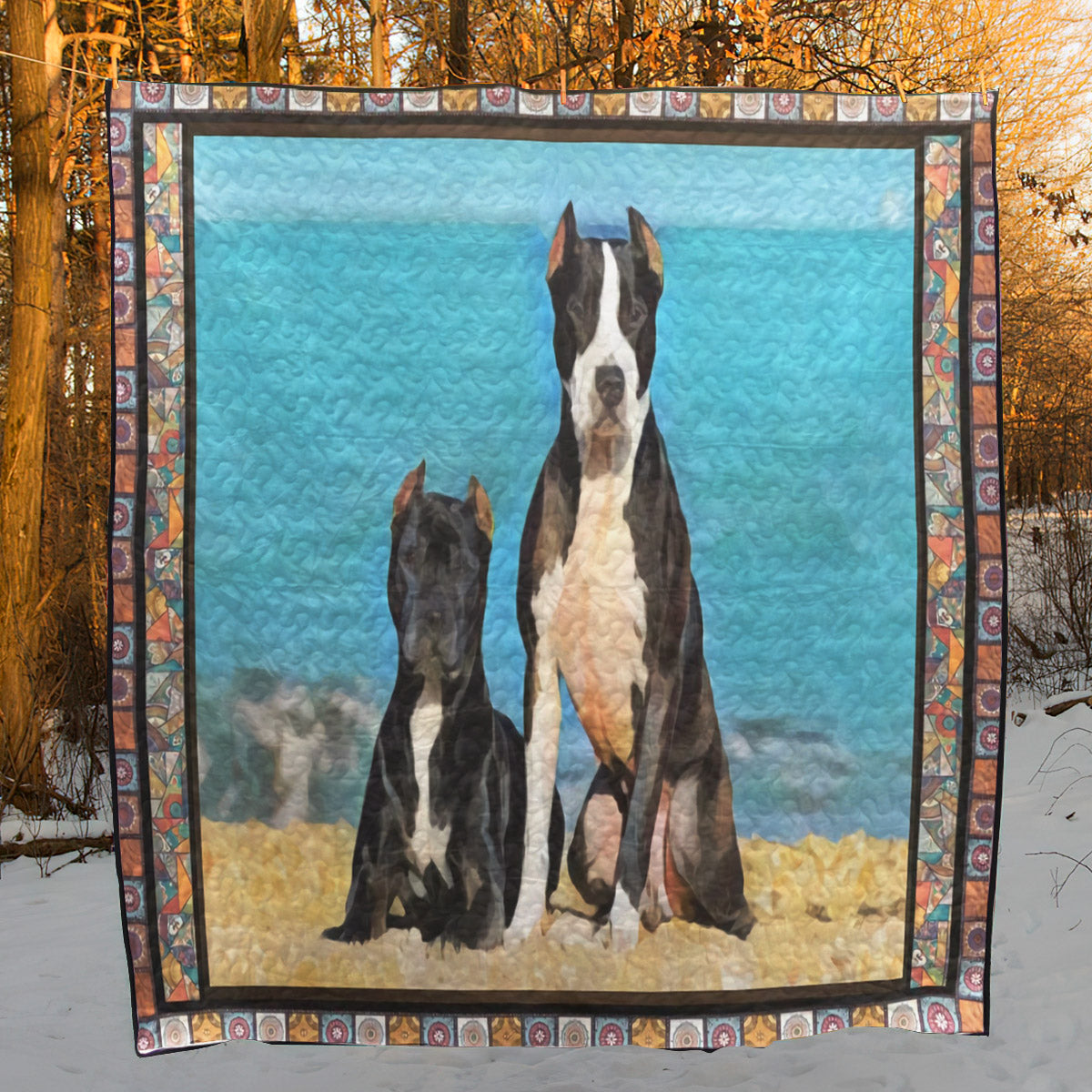 American Pitbull Terrier Beach CL10100015MDQ Quilt Blanket