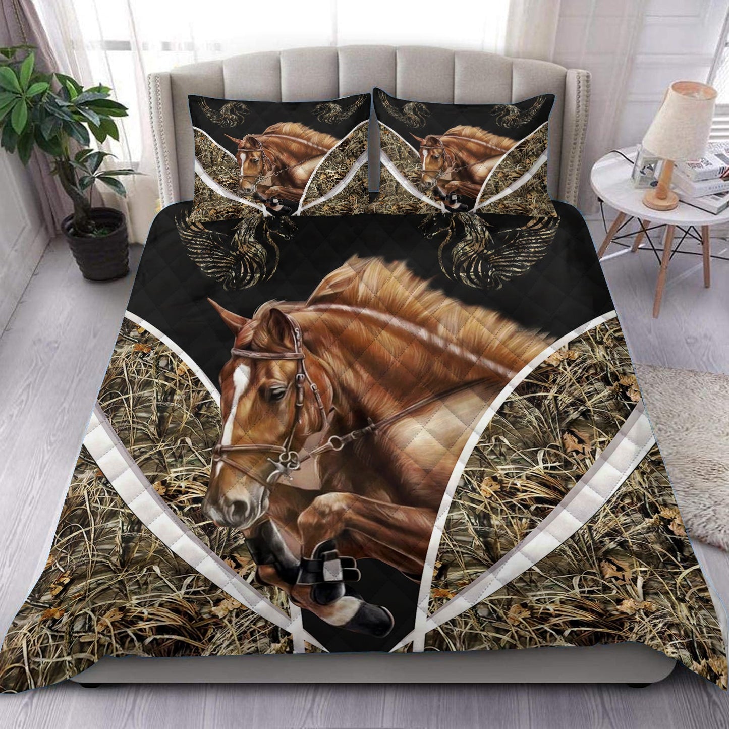 American Quarter Horse Quilt Bedding Set HN041001D