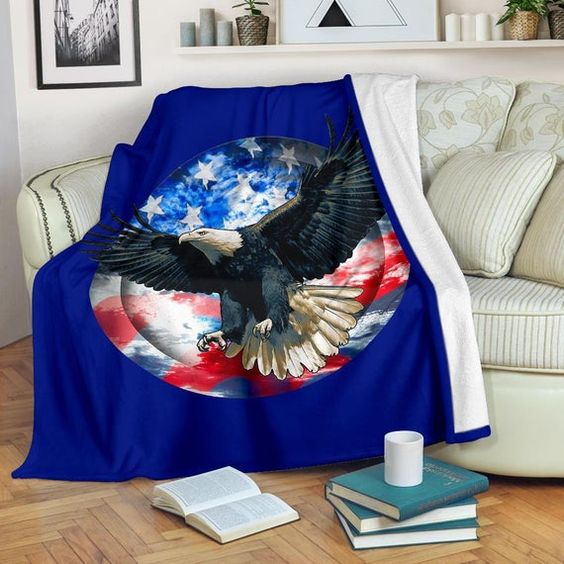 American Bald Eagle Flag CLA0810015F Sherpa Fleece Blanket