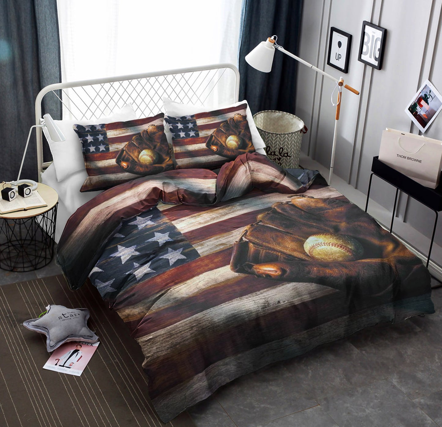 American Flag Baseball QN140801T Bedding Sets