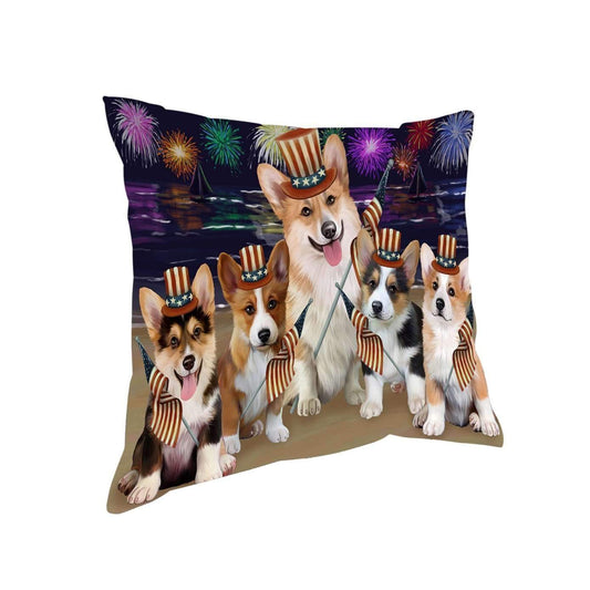 American Pride Firework Corgies Dog CL18110239MDP Throw Pillow Covers