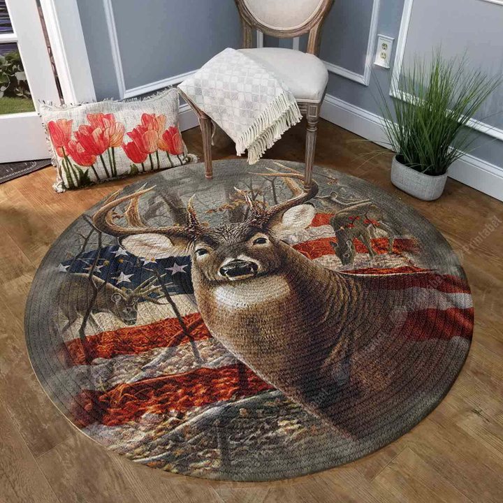 American Whitetail Hunting CLM1210005R Round Area Rug
