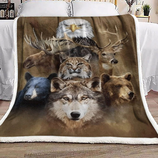 Animal Wolf Bear Cat Deer NT101010F Sherpa Fleece Blanket