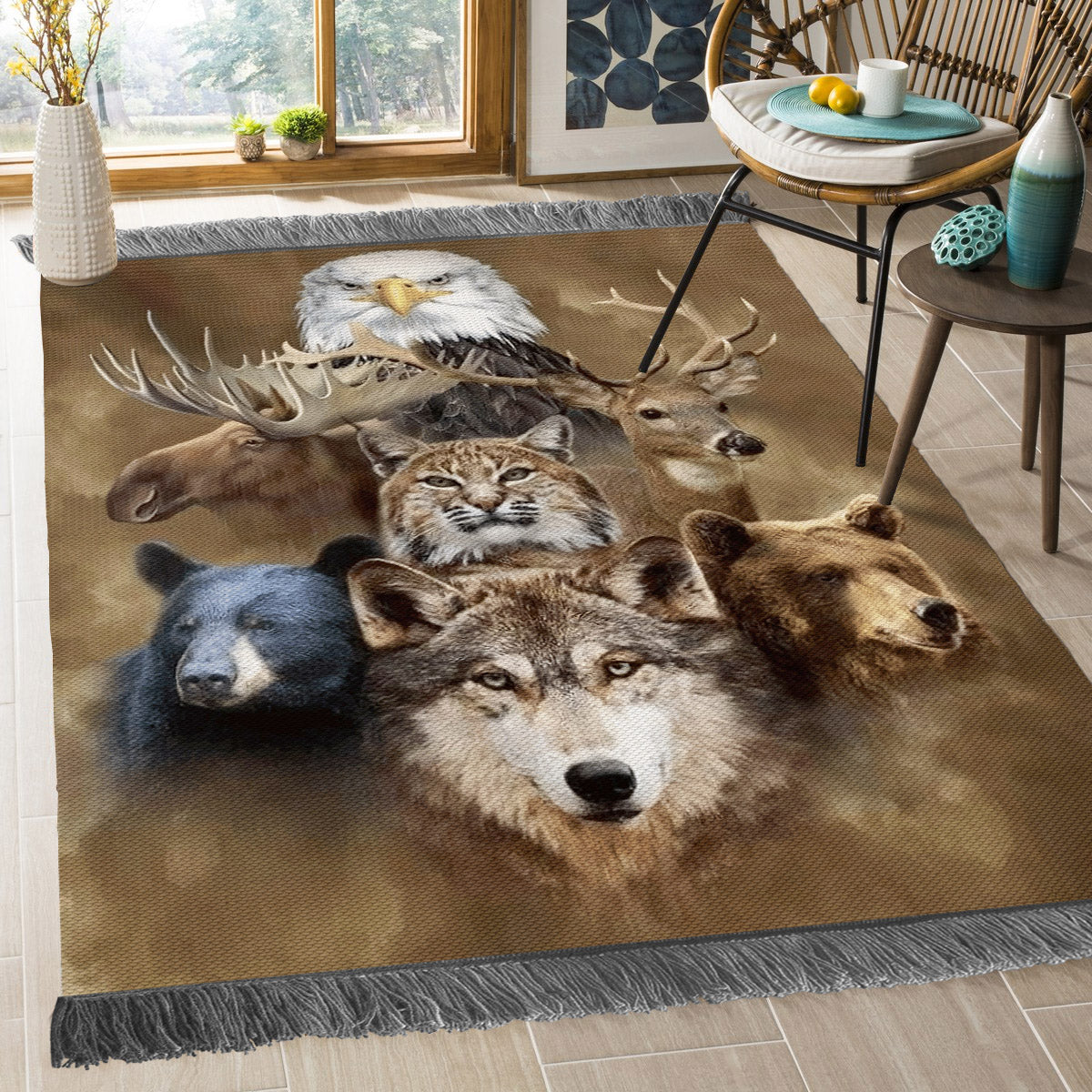 Animal Wolf Bear Cat Deer NT1010011O Decorative Floor-cloth