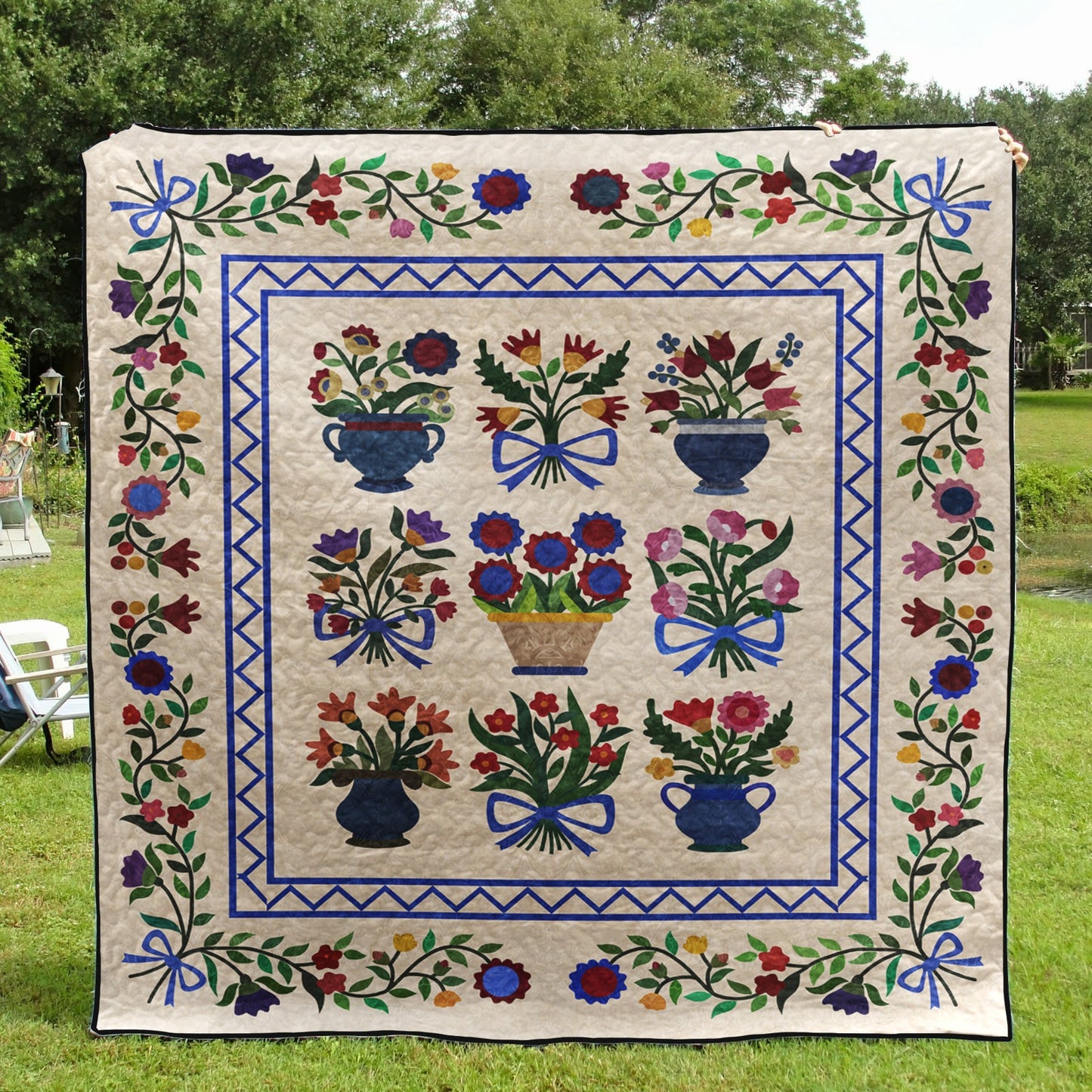 Applique Flower Quilt Blanket HN270601M