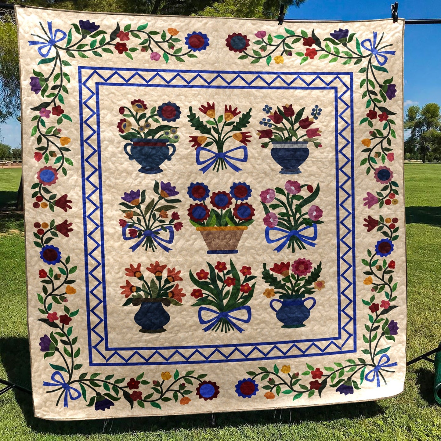 Applique Flower Quilt Blanket HN270601M