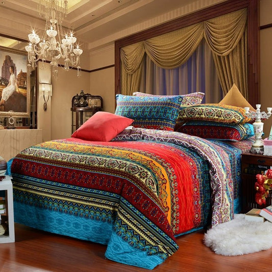 Aqua Blue And Garnet Red Vintage Boho Style Exotic Indian Pattern CLA1210068B Bedding Sets