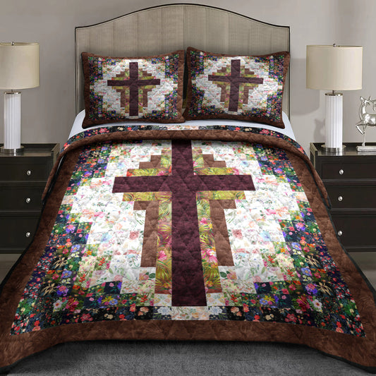 Christian At The Cross Watercolor Quilt Bedding Set MT060601AQBS
