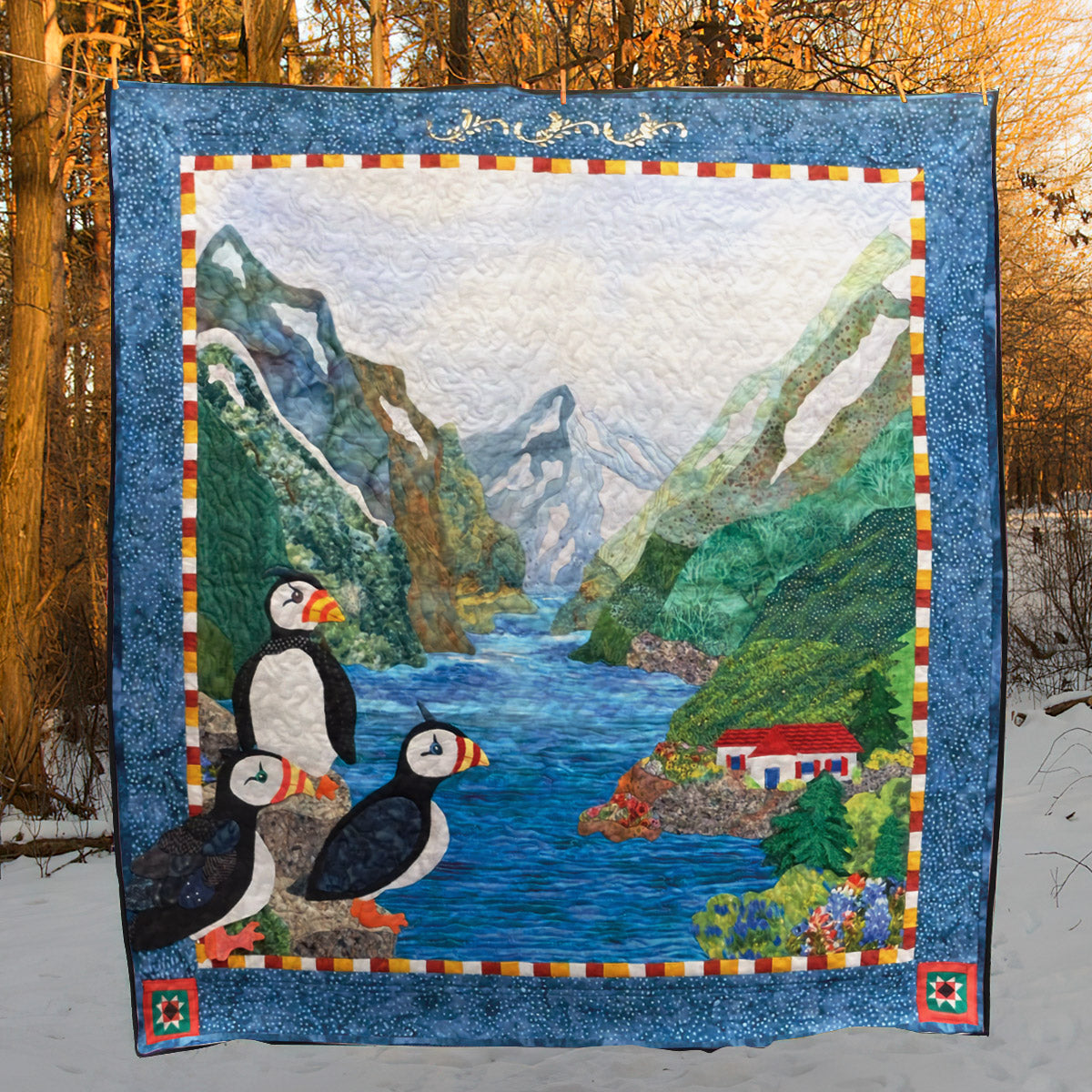 Atlantic Puffin CLP2111013Q Quilt Blanket