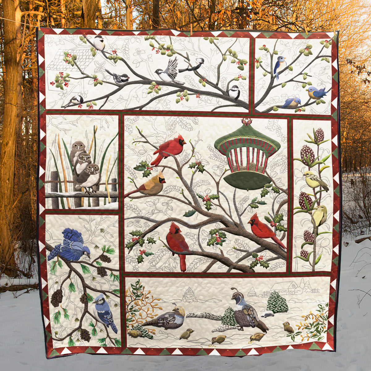 Audubon Christmas CLA0710008Q Quilt Blanket