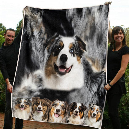 Australian Shepherd CLM3110032S Sherpa Fleece Blanket